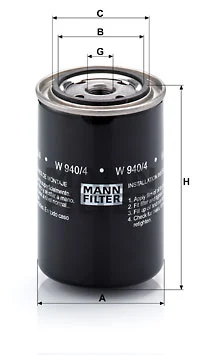Öljynsuodatin MANN-FILTER W 940/4