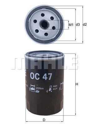 Öljynsuodatin MAHLE ORIGINAL OC 47