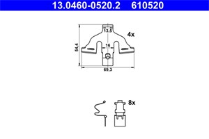 Tarvikesarja, jarrupala, Etuakseli, audi,vw, 4M0 615 269 A, 4M0 615 269 B, 4M0 698 231 A