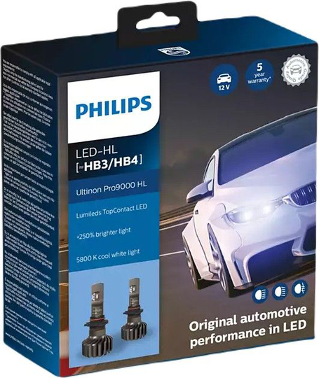 Led polttimo, HB3/HB4 Ultinon Pro9000, pari, Philips