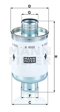 Suodatin, työhydrauliikka MANN-FILTER W 8032