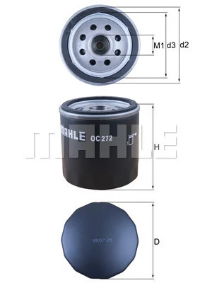 Öljynsuodatin MAHLE ORIGINAL OC 272