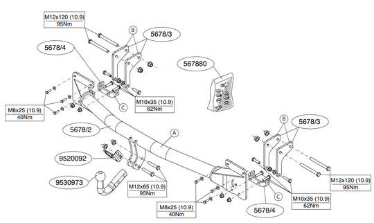 Vetokoukku BRINK 567800 Mitsubishi Outlander '12-