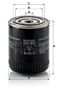 Öljynsuodatin MANN-FILTER W 930/9