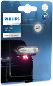 Polttimo, sisävalaistus PHILIPS 6000K Pro3000 LED SV8,5-8, Edessä, Takana, Asennus sivulle, Keskellä, Jalkatila, sopii monia malleja