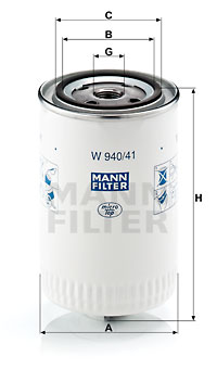 Suodatin, työhydrauliikka MANN-FILTER W 940/41