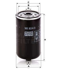 Polttoainesuodatin MANN-FILTER WK 824/3