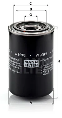 Öljynsuodatin MANN-FILTER W 929/3
